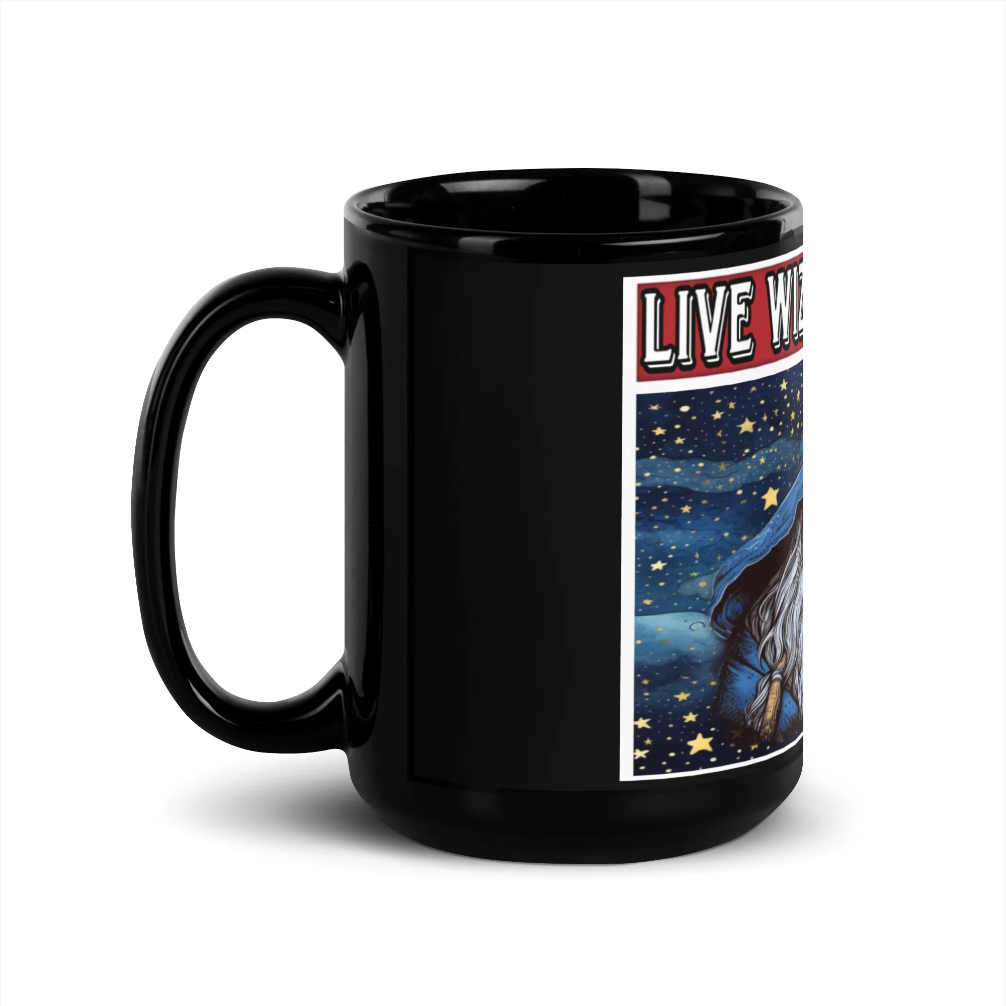 Live Wizard Reaction Black Mug - Image 4