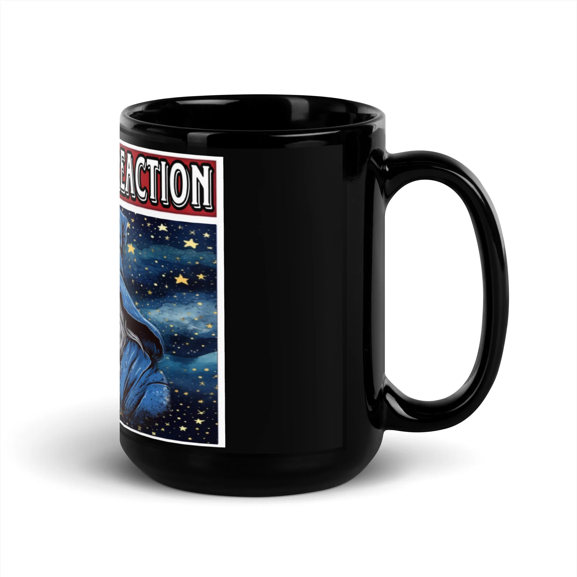 Live Wizard Reaction Black Mug - Image 5