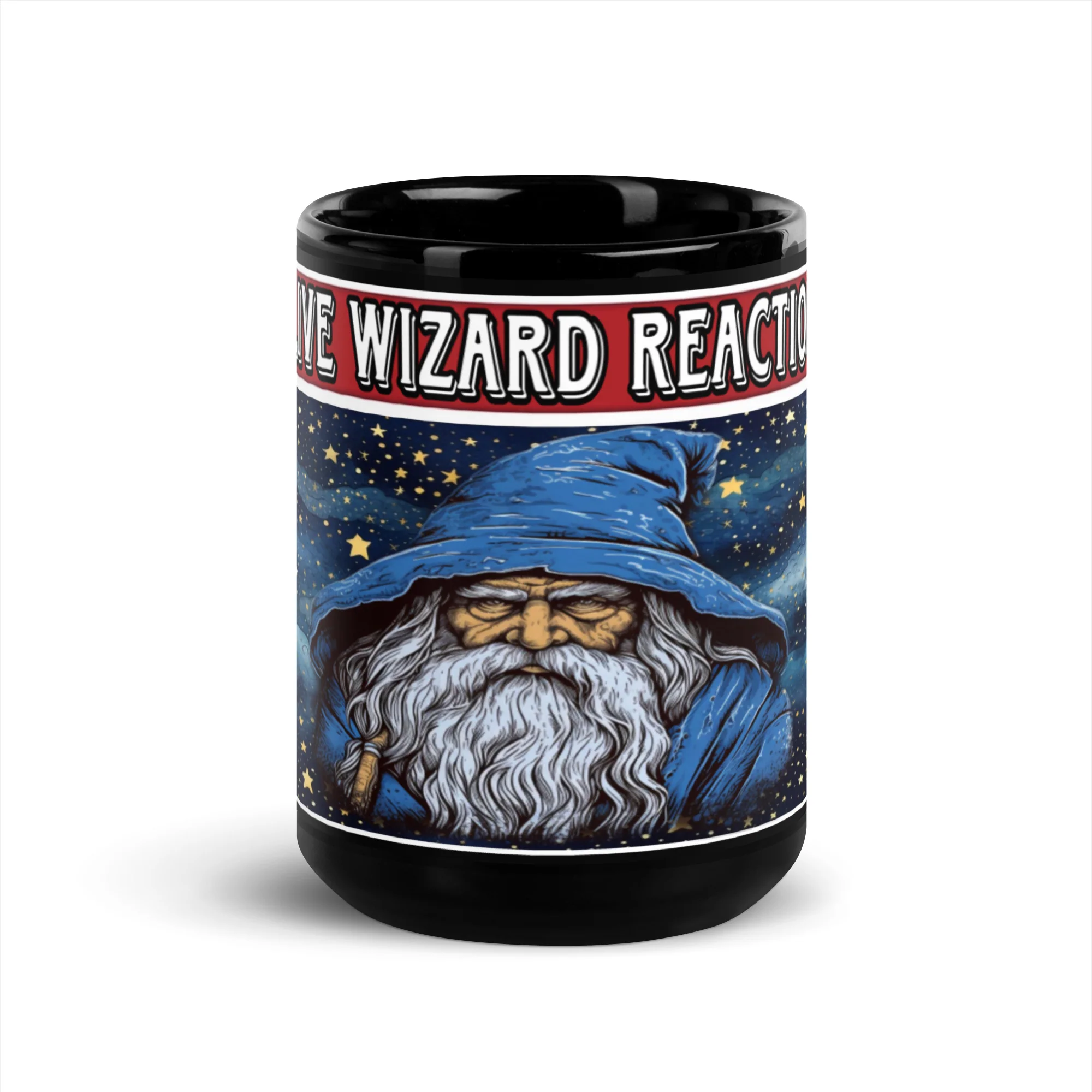 Live Wizard Reaction Black Mug - Image 6